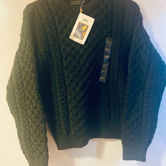Green Blarney Wool NWT Cable-knit Wool Pullover Sweater - Picture 4 of 5